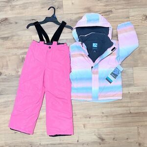 Iceburg Outerwear Snowsuit Girls XS 4X5 Pink Hooded Jacket Bib Snow Pants